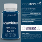 LongLifeNutri Artemisinin 150mg Sweet Wormwood - 120 Vegetarian Capsules - image 2