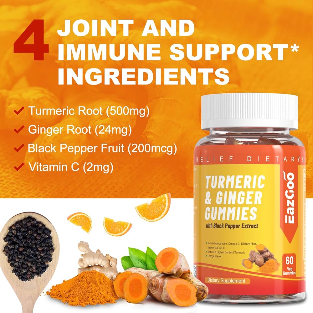 EAZGOO Turmeric Curcumin Gummies 500mg - 60 Count - image 2