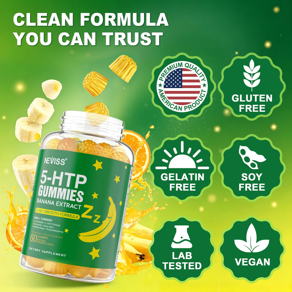 NEVISS 5-HTP Gummies, Melatonin Free Gummies
