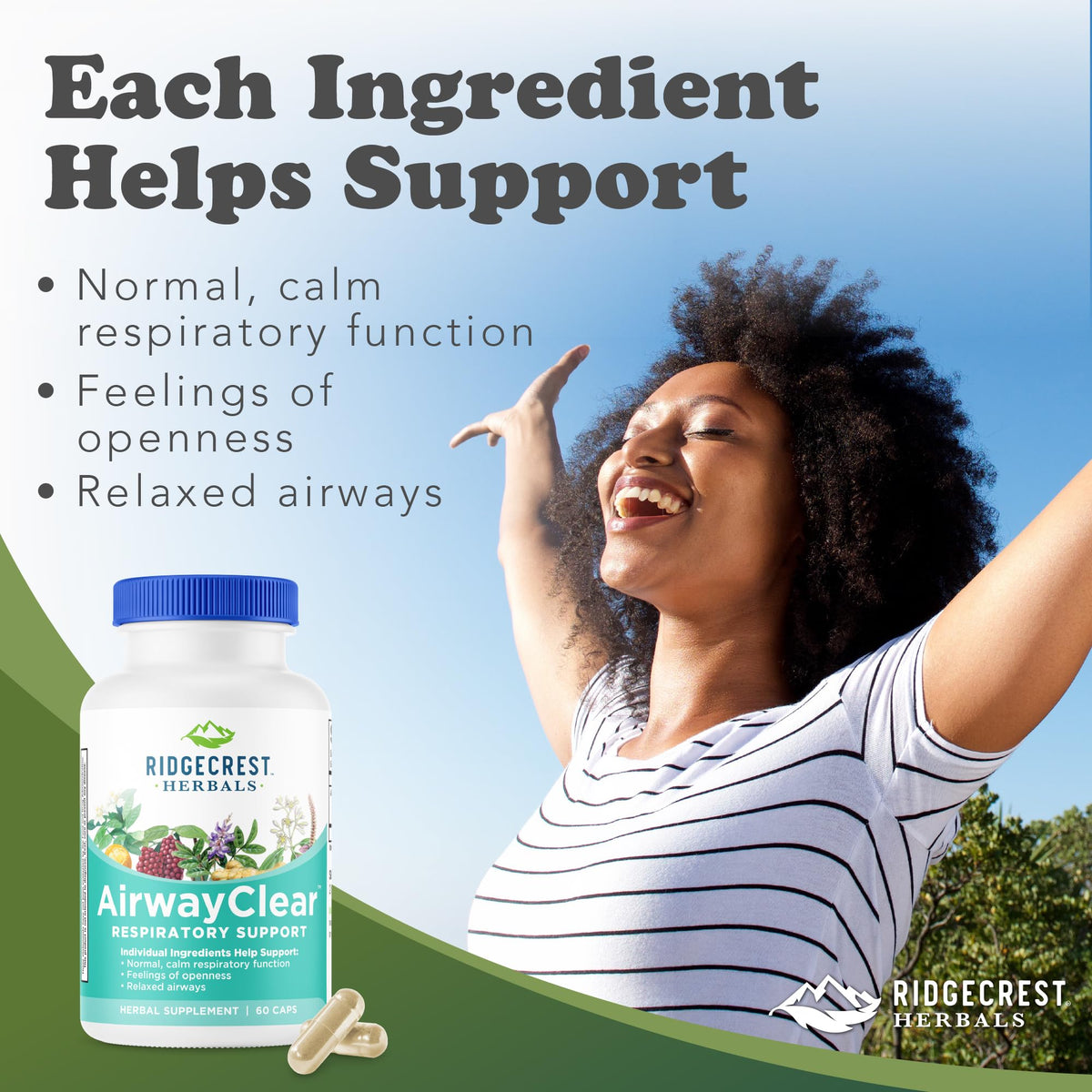 RidgeCrest Herbals AirwayClear Lung Support - 60 Capsules - image 2