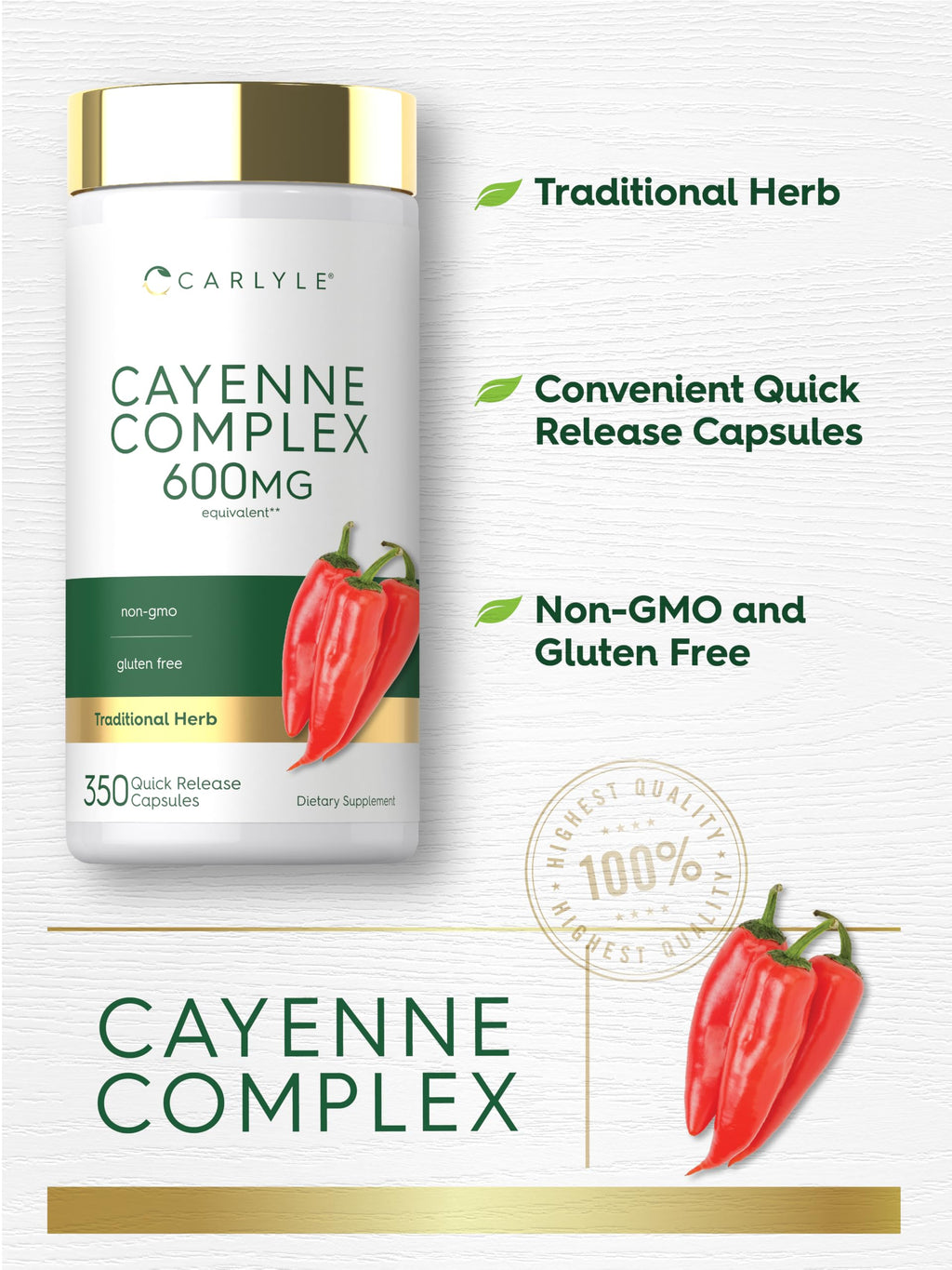 Carlyle Cayenne Pepper Extract - 350 Capsules - image 4