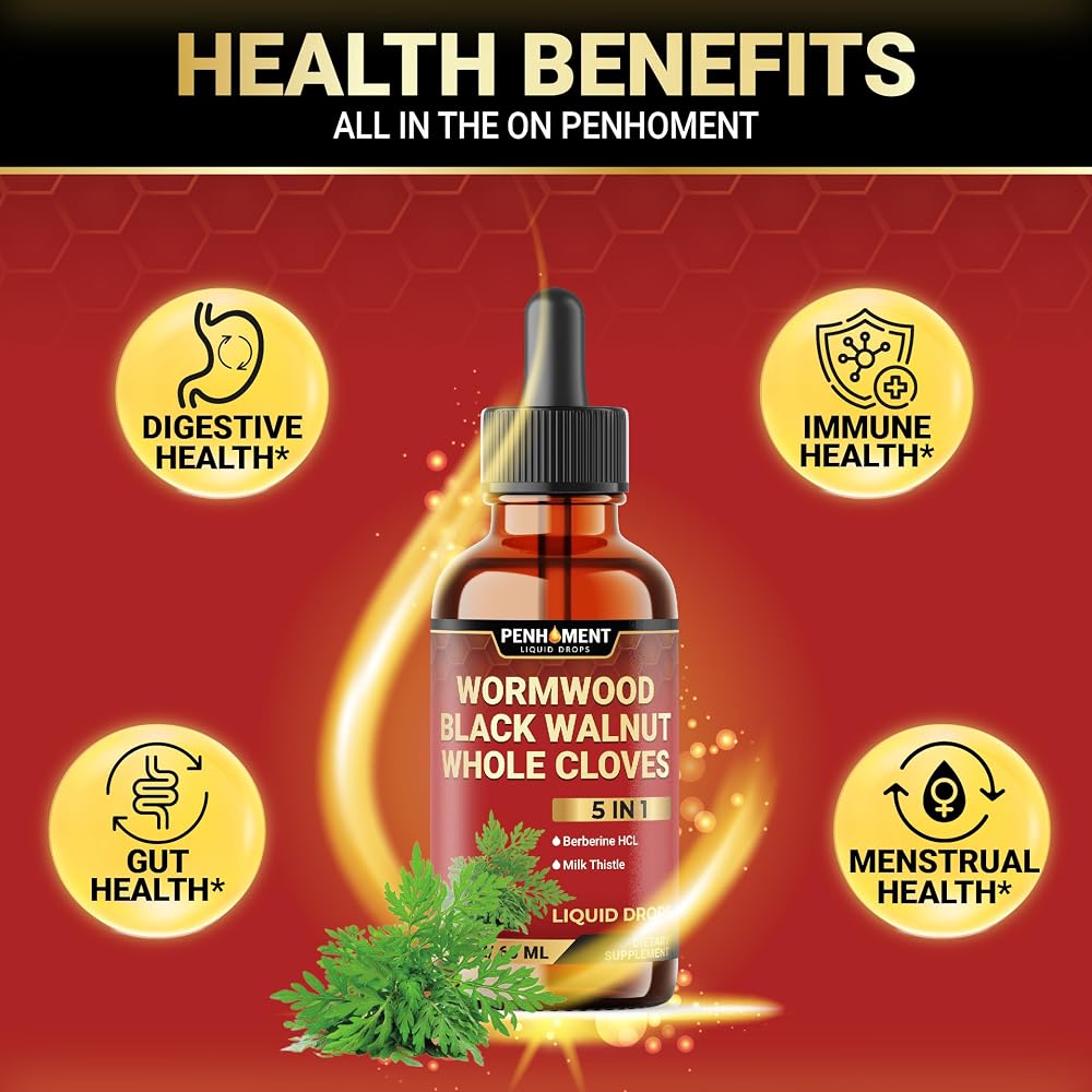 Penhoment Wormwood Liquid Drops 5-in-1 Herbal Complex - 2 Fl Oz - image 4