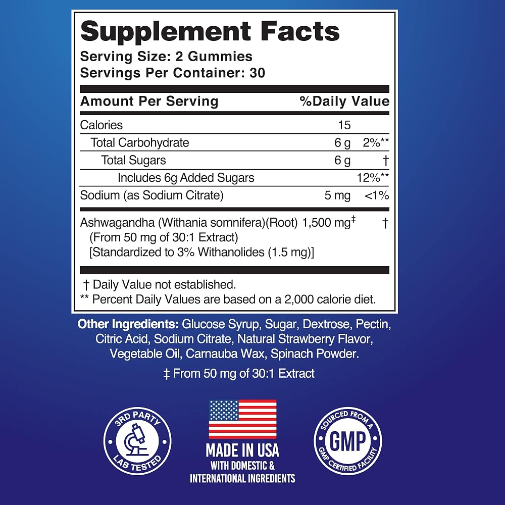 Healthy Being Nutrition Ashwagandha Gummies 1500mg - 60 Count - image 6