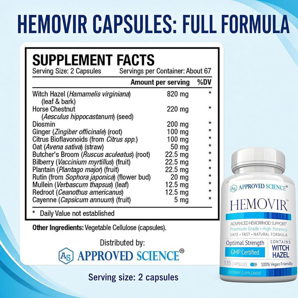 Approved Science Hemovir Hemorrhoid Support - 135 Capsules - image 8