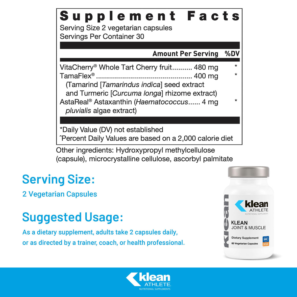 Klean Athlete Joint & Muscle Support - 60 Vegetarian Capsules - image 2