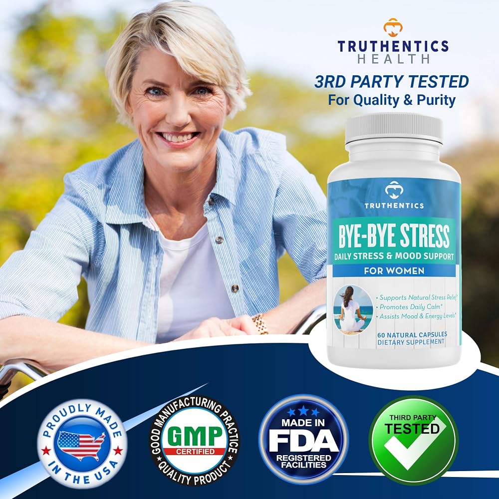 TRUTHENTICS Bye-Bye Stress Support Supplement for Women - 60 Capsules - image 6