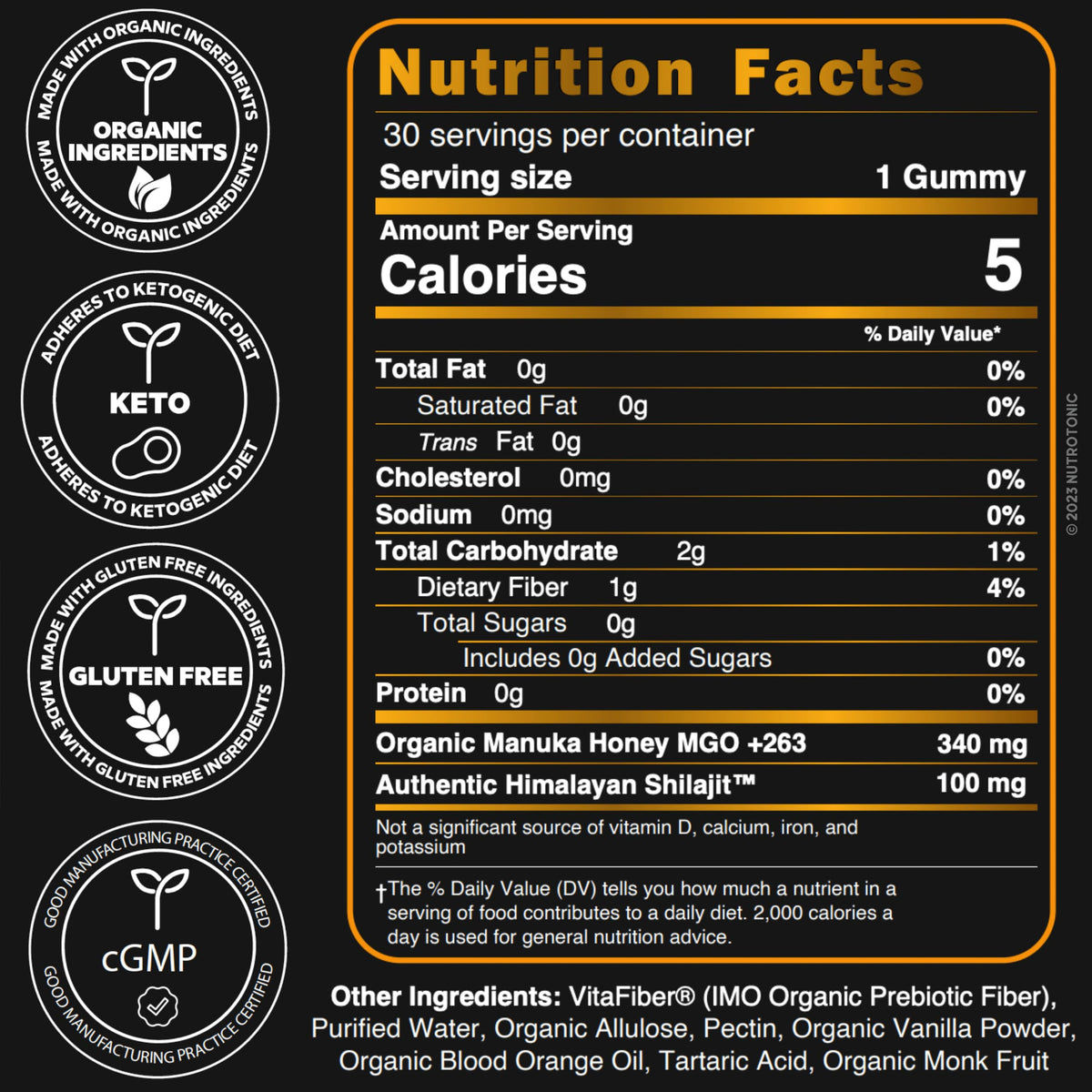NutroTonic Organic Shilajit Gummies Heart & Brain Support - 30 Gummies - image 2