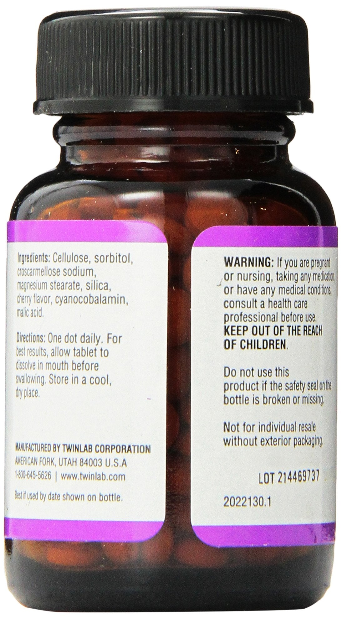 Twinlab B-12 Dots 500 mcg - 250 Tablets - image 2