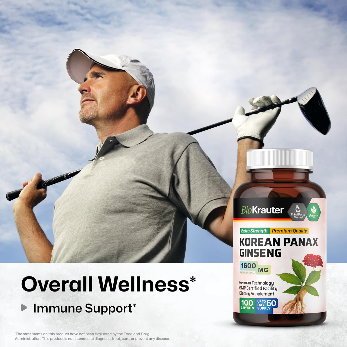 BIO KRAUTER Ginseng Supplement for Focus & Energy Support - 100 Capsules - image 2