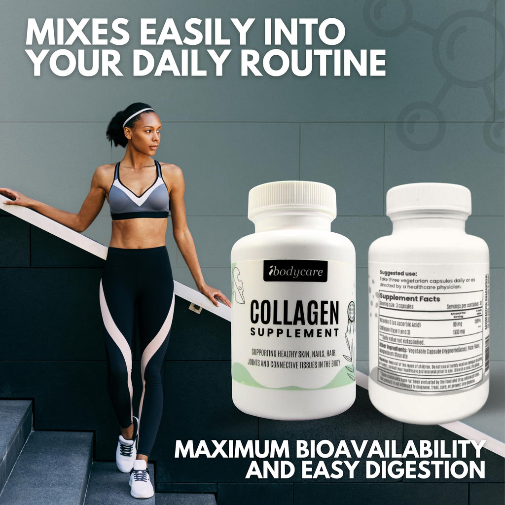 ibodycare Collagen Type 1 & 3 with Vitamin C - 90 Capsules - image 5