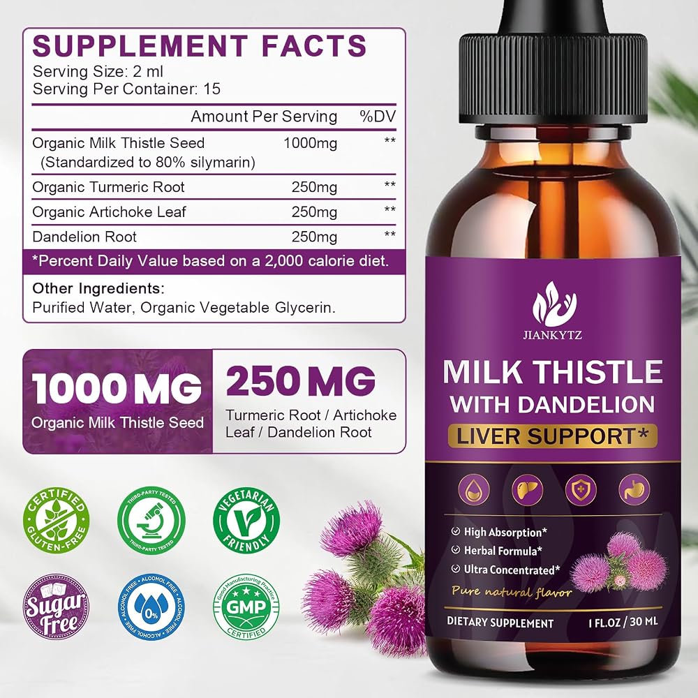 JIANKYTZ Milk Thistle Supplement for Liver Cleanse Detox & Repair