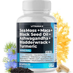 Vitamax Sea Moss Maca Ashwagandha Turmeric Blend - 60 Capsules