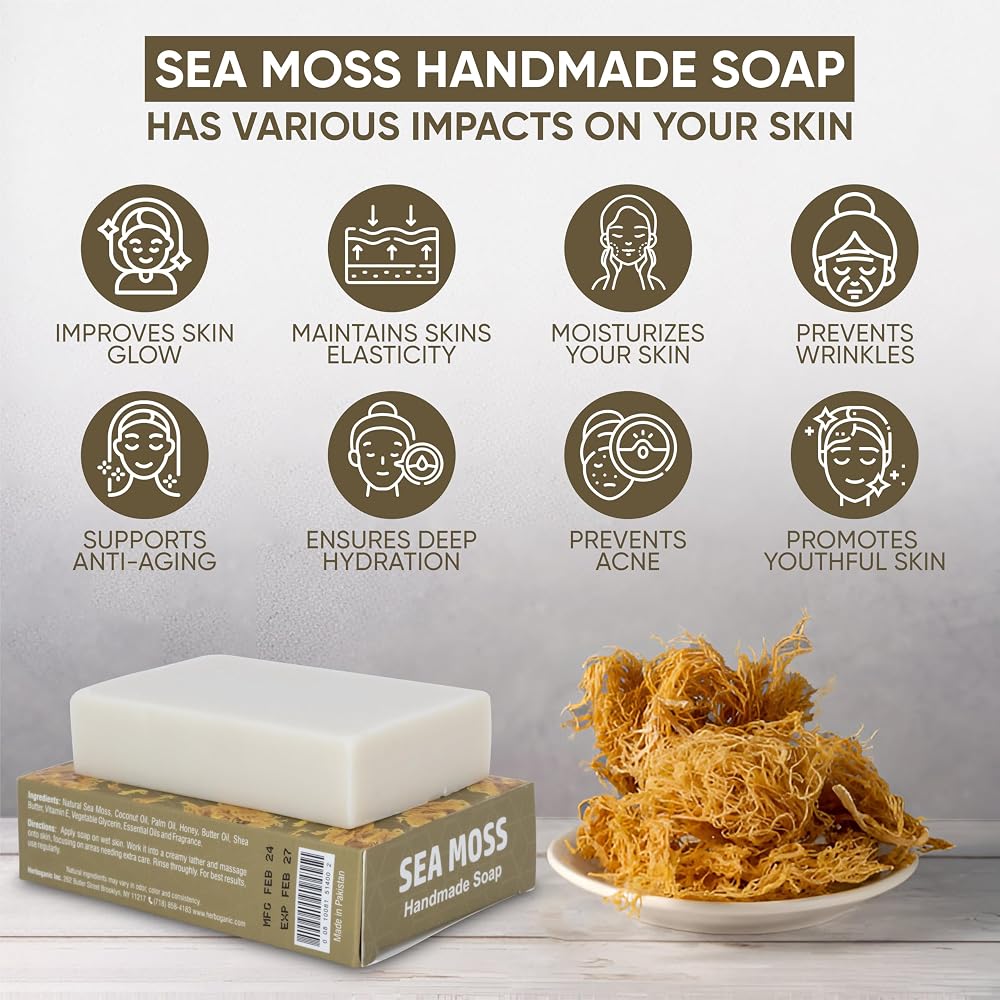 HERBOGANIC Sea Moss Handmade Soap Bar - 100g - image 4