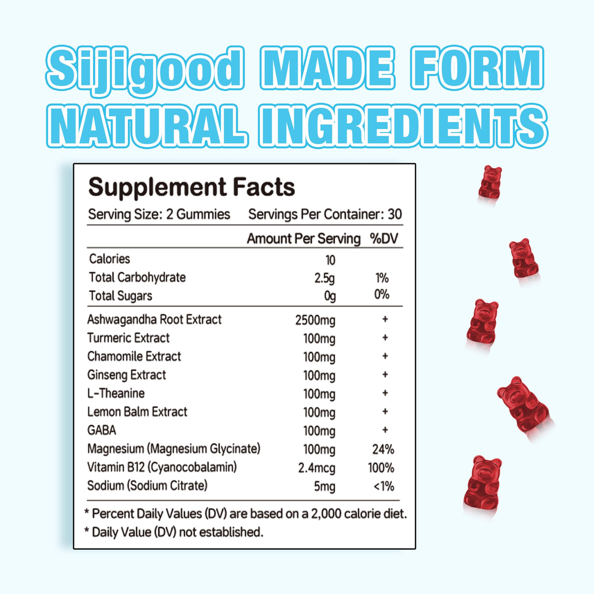 Sijigood Ashwagandha Gummies with L-theanine - 60 Gummies - image 2
