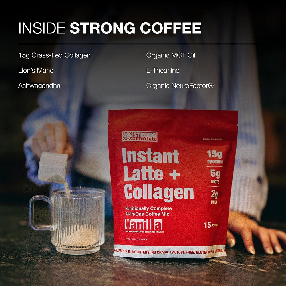 STRONG COFFEE COMPANY Vanilla Instant Latte - 15 Servings - image 4