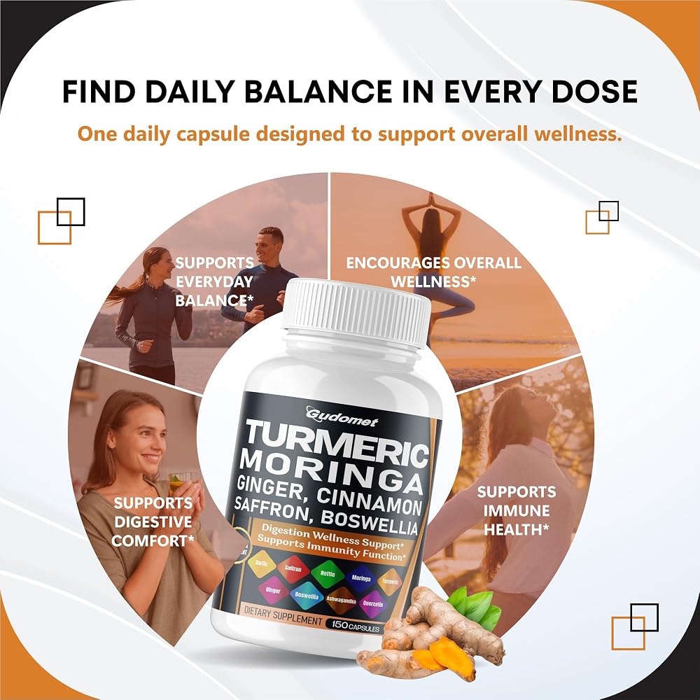 GUDOMET Turmeric 11-in-1 Formula with Moringa & Ginger - 150 Capsules - image 3
