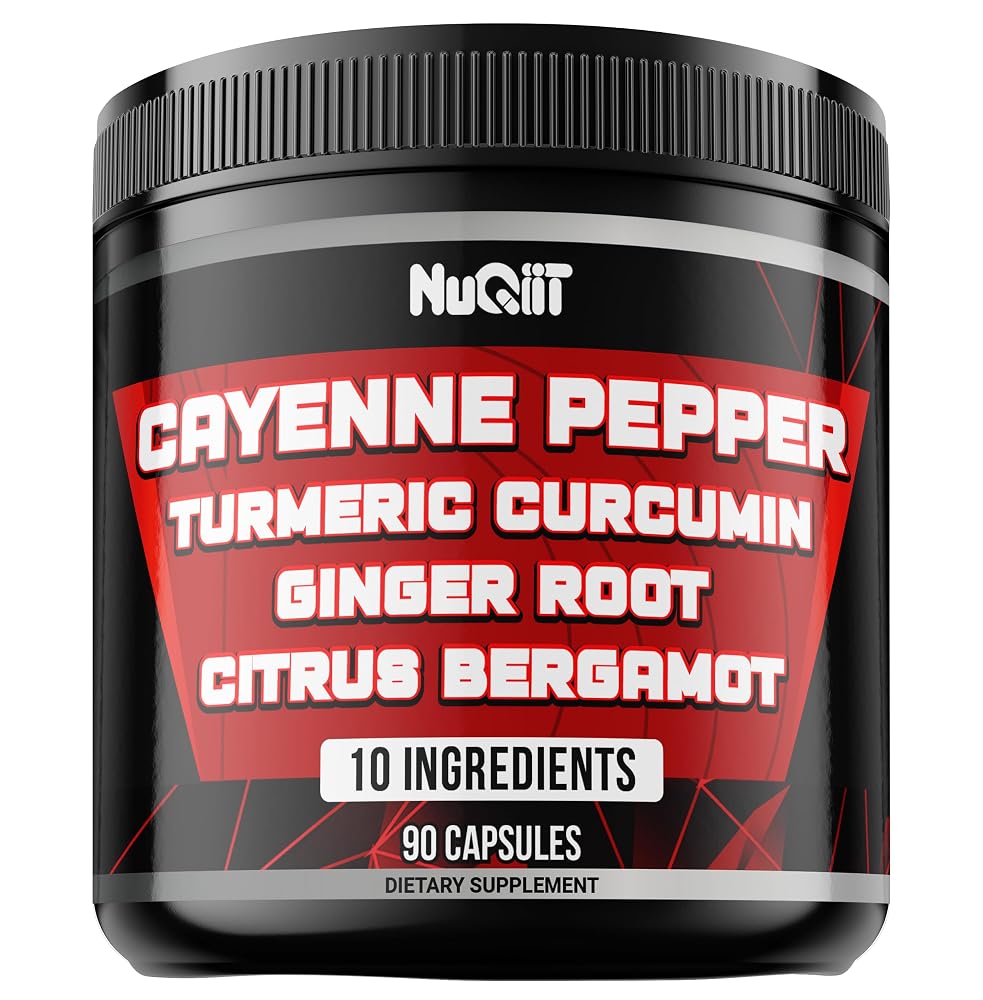 NUQIIT Cayenne Pepper Supplements with Turmeric & Ginger - 90 Capsules
