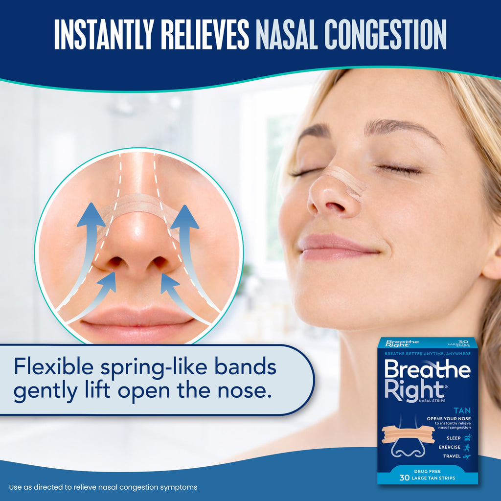 Breathe Right Nasal Strips Large, Relieves Nasal Congestion - 30 Count - image 2