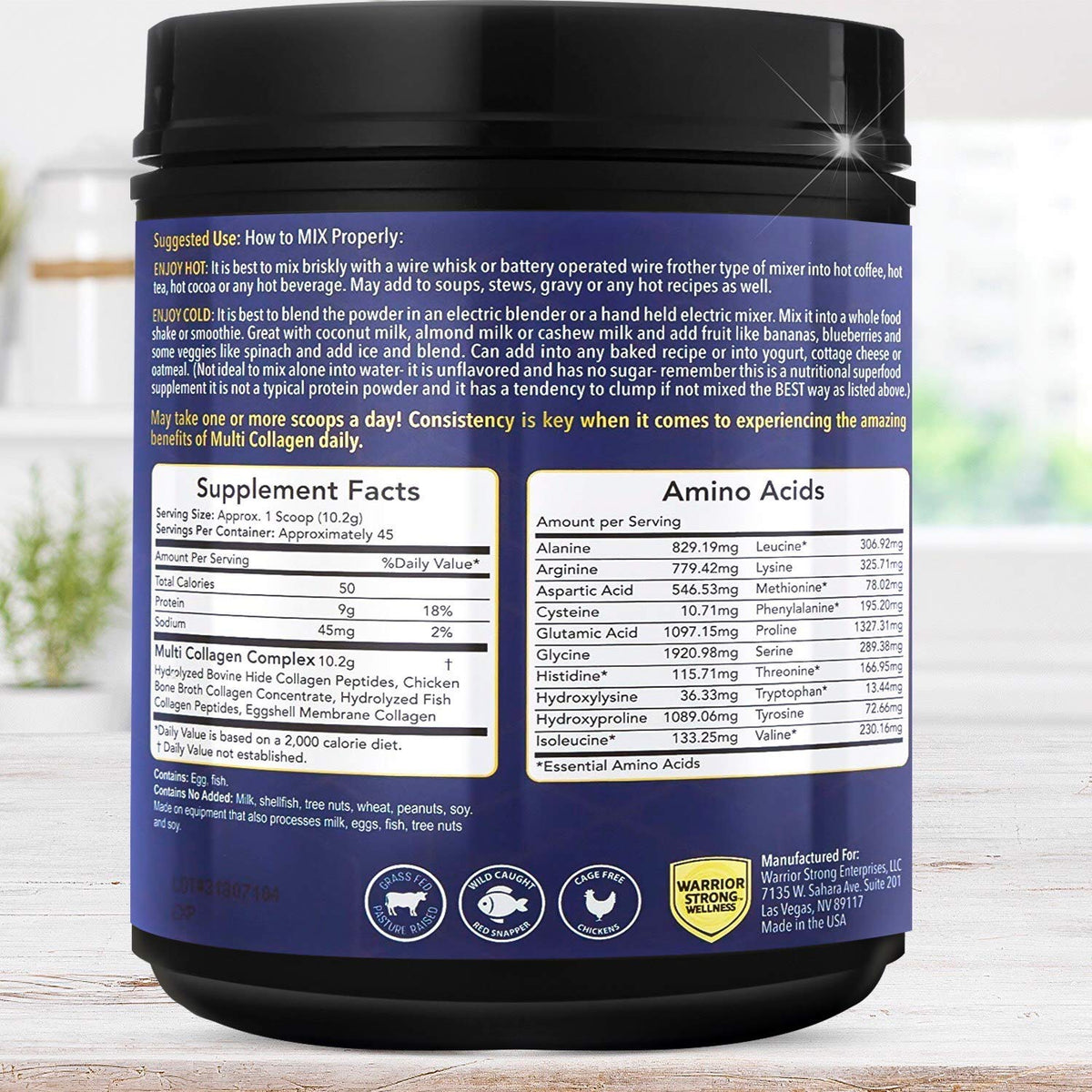 Warrior Strong Wellness Pure Hydrolyzed Multi Collagen Protein Powder - 16.19 oz - image 2