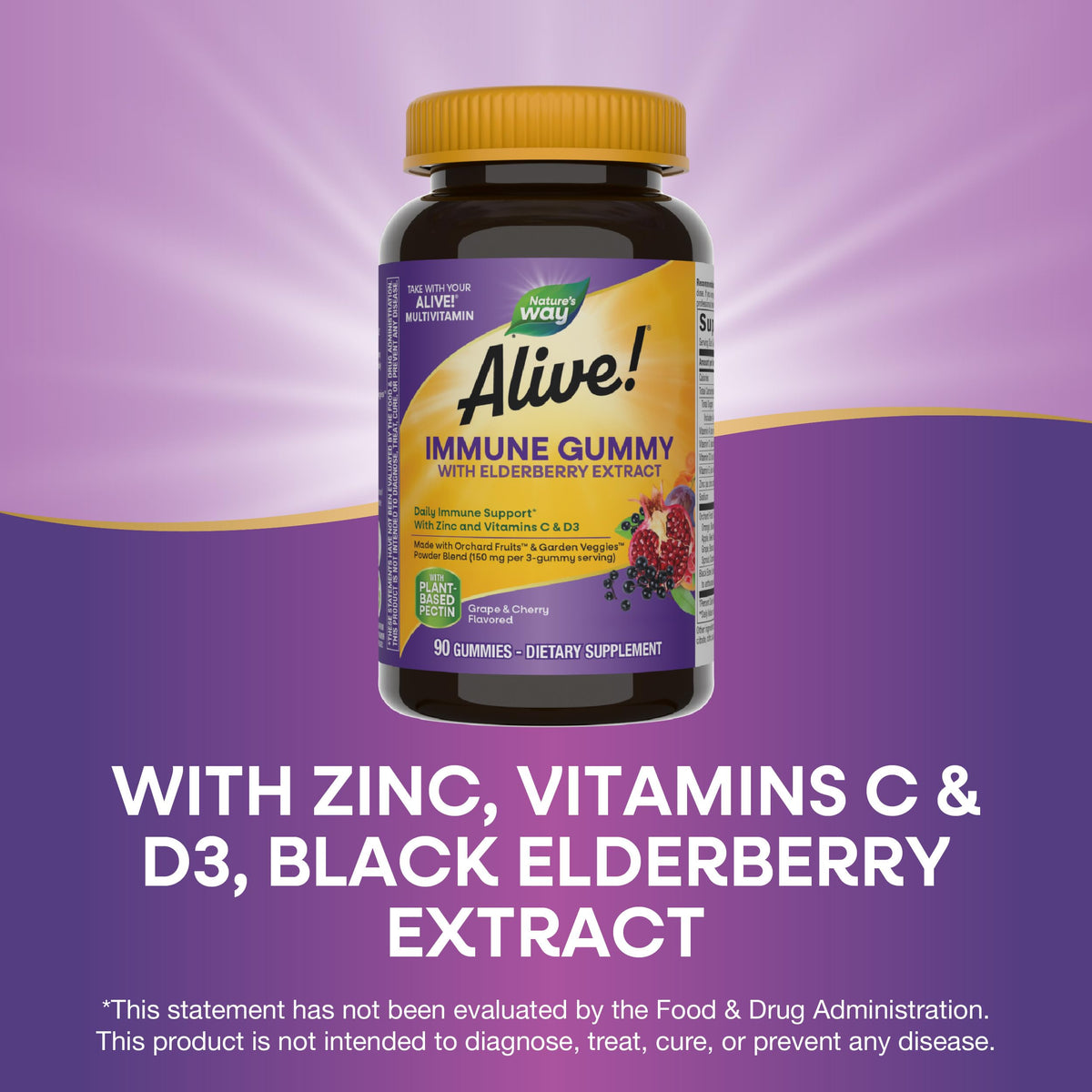 Nature's Way Alive! Immune Support Gummies with Elderberry - 90 Count - image 4
