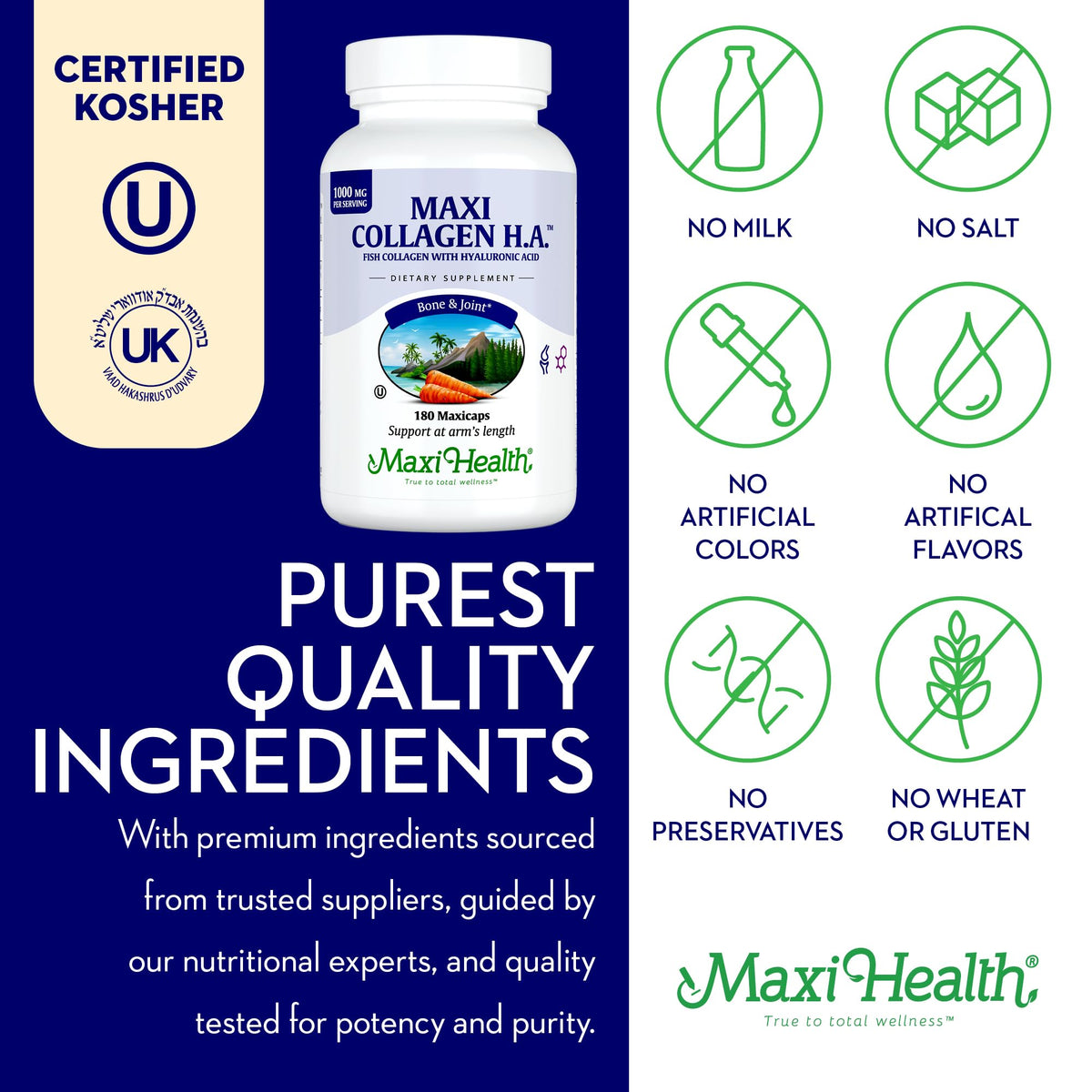 Maxi Health Marine Collagen 1000mg with Hyaluronic Acid - 180 Capsules - image 5