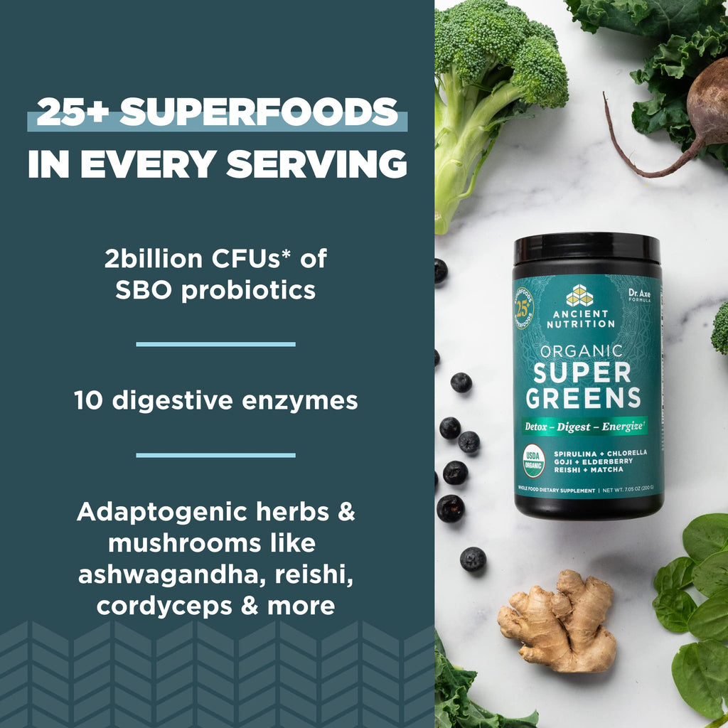 Ancient Nutrition Organic Super Greens Powder with Probiotics - 25 Servings - image 3