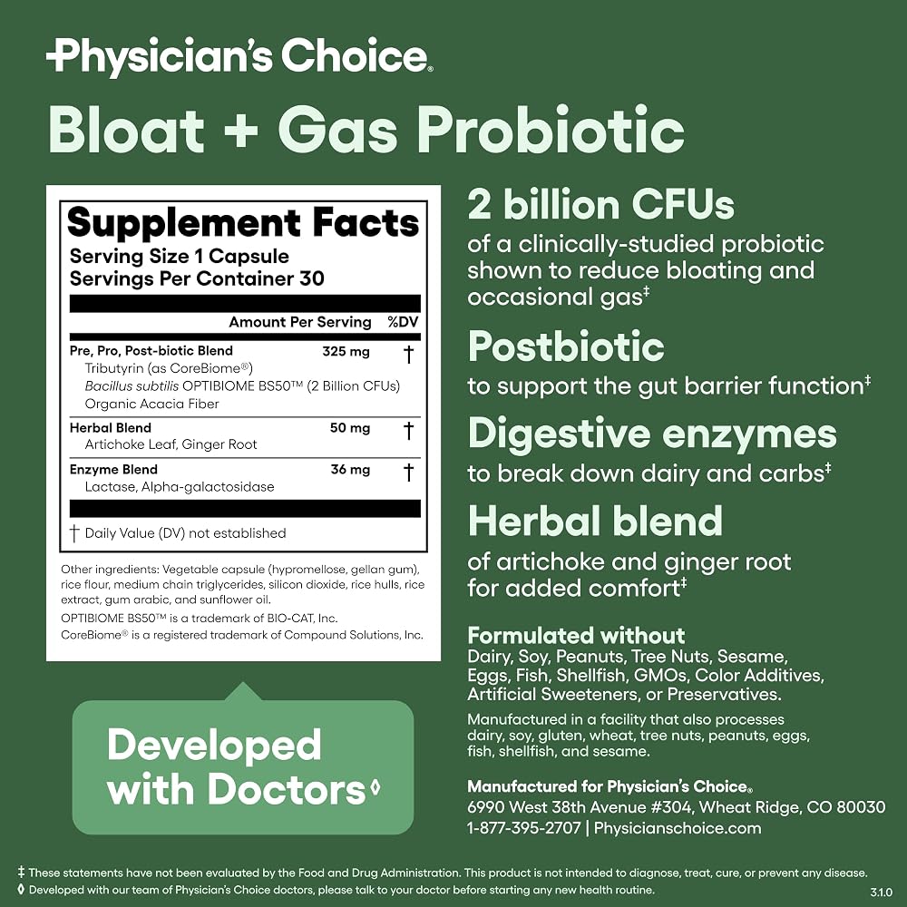 Physician's CHOICE Bloat & Gas Probiotic 5-in-1 - 30 Capsules - image 6