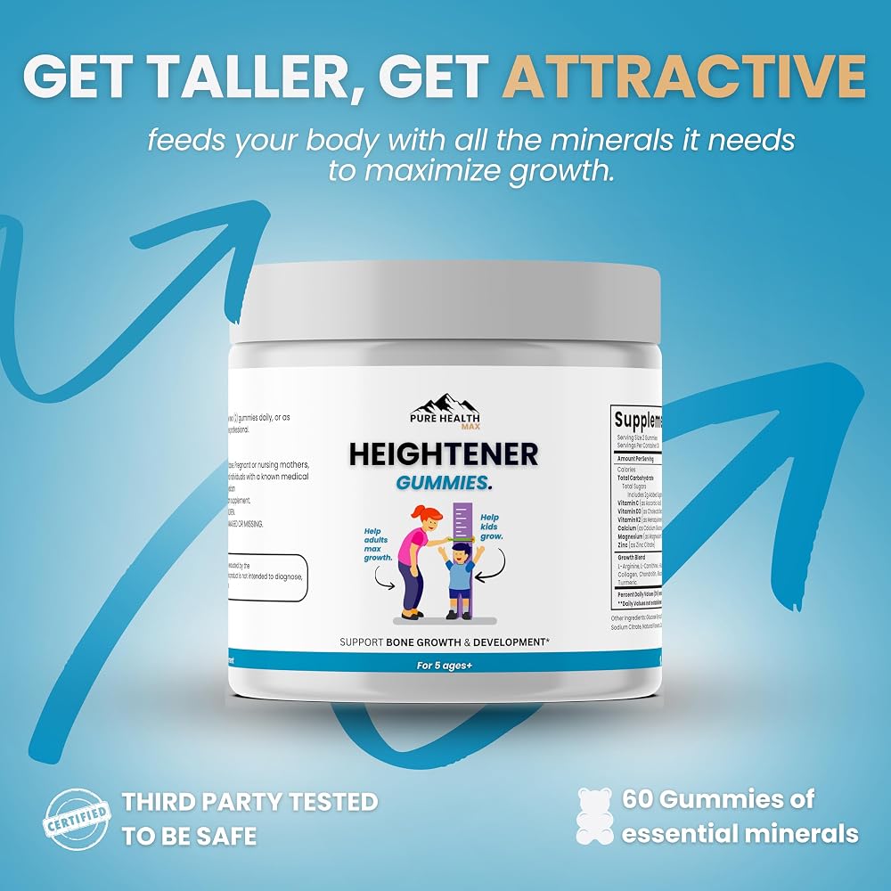 PURE HEALTH MAX Heightener Gummies for Bone Strength - 60 Gummies - image 3