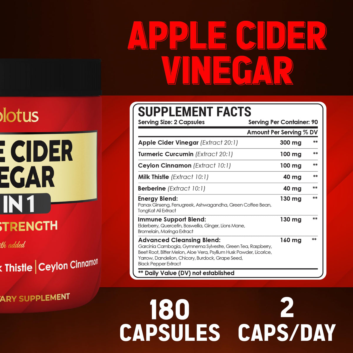 Zolotus Apple Cider Vinegar 32-in-1 Capsules - 180 Capsules - image 5