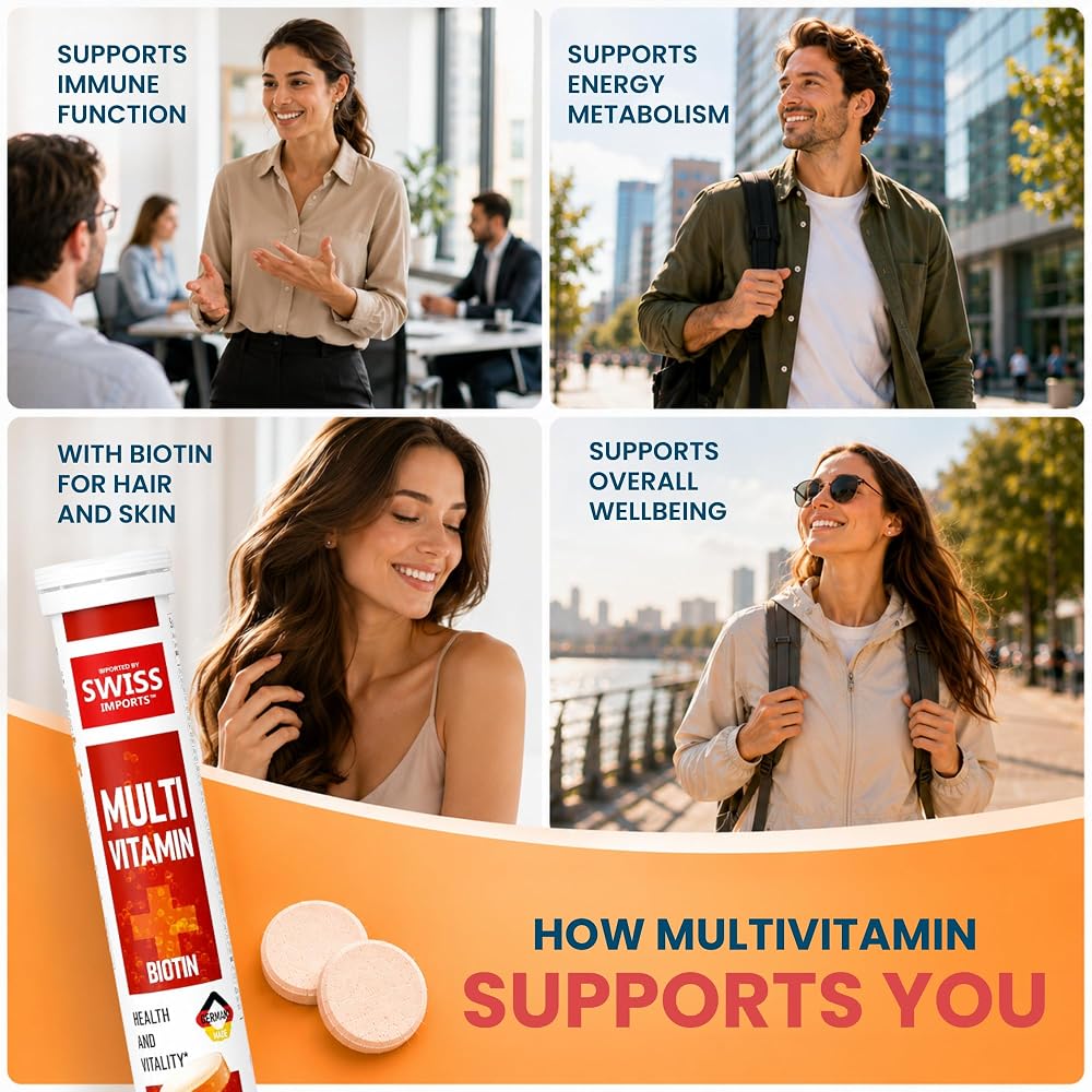 Swiss Imports Effervescent Multivitamins + Biotin for Wellness