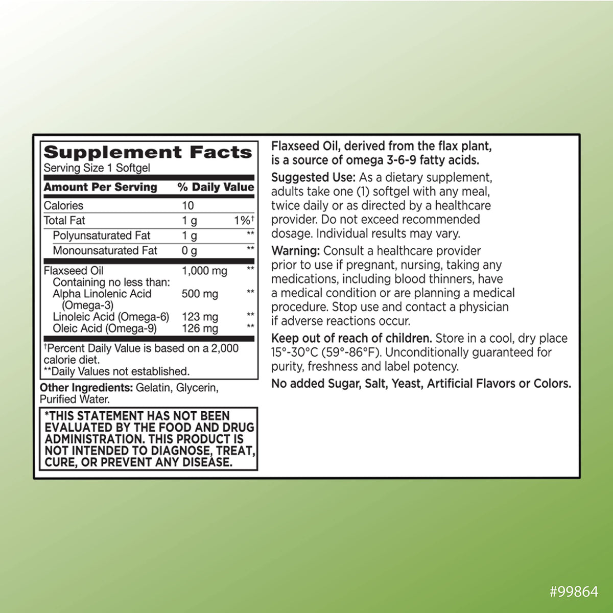 Quality Choice Flaxseed Oil 1000 mg Softgels - 120 Softgels - image 4