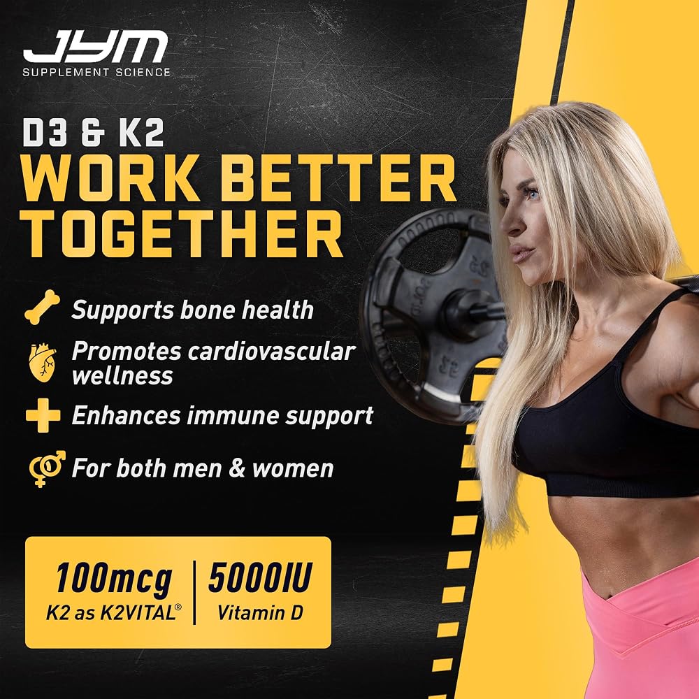 JYM D3 + K2 Supplement 5000 IU Vitamin D3 - 60 Vegetarian Capsules - image 3