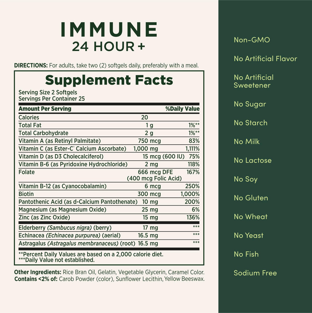 Nature's Bounty Immune 24 Hour+ with Ester-C - 50 Softgels - image 5