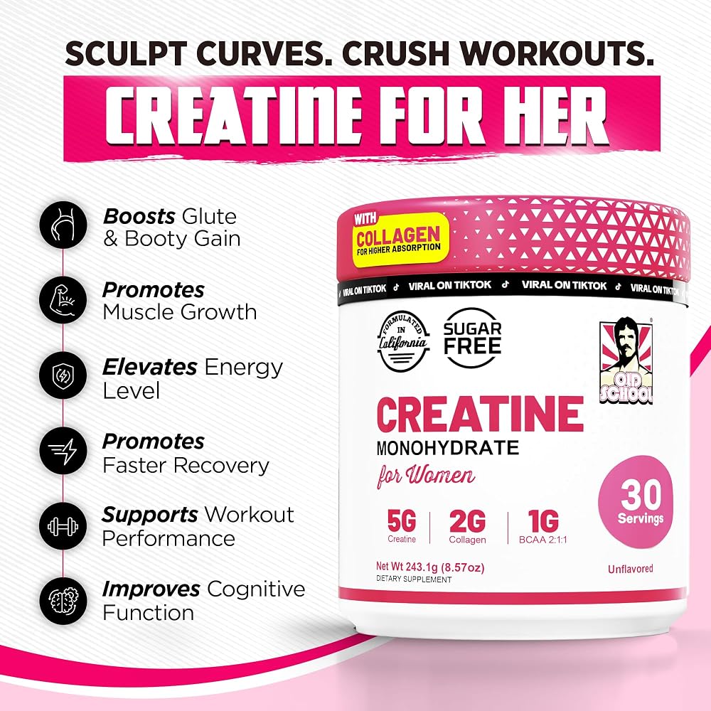 Old School Labs Creatine for Women with Collagen and BCAA