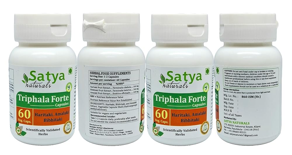 Satya Naturals Triphala Forte Capsules 500 mg. 60 Veg. Capsule