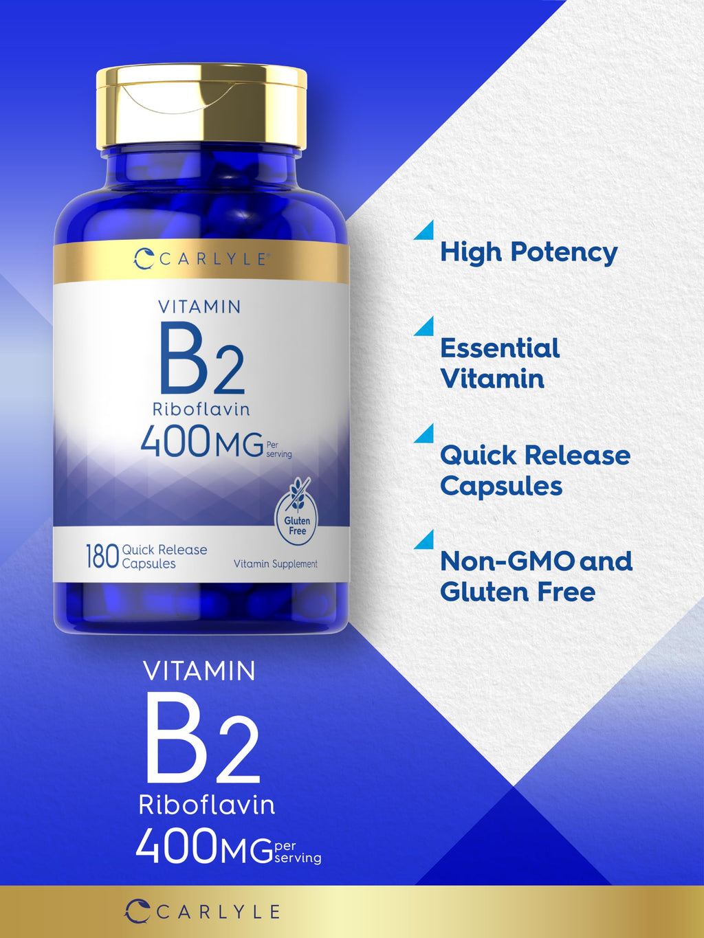 Carlyle Vitamin B-2 400mg Riboflavin - 180 Capsules - image 4