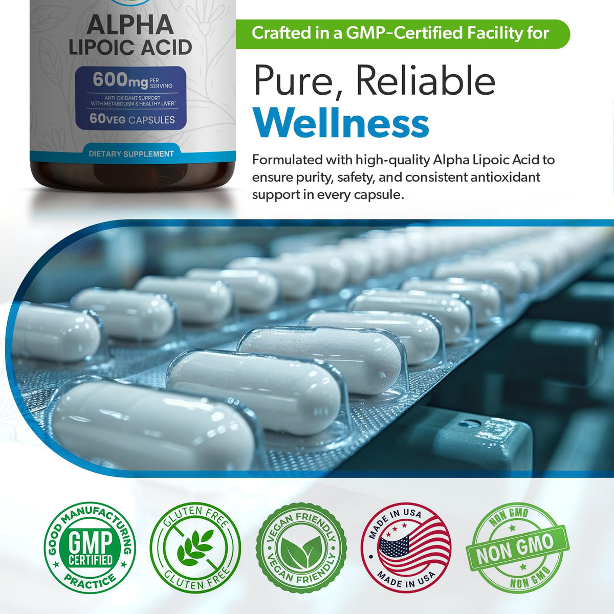 TRUEMED Alpha Lipoic Acid 600mg - 60 Capsules - image 3
