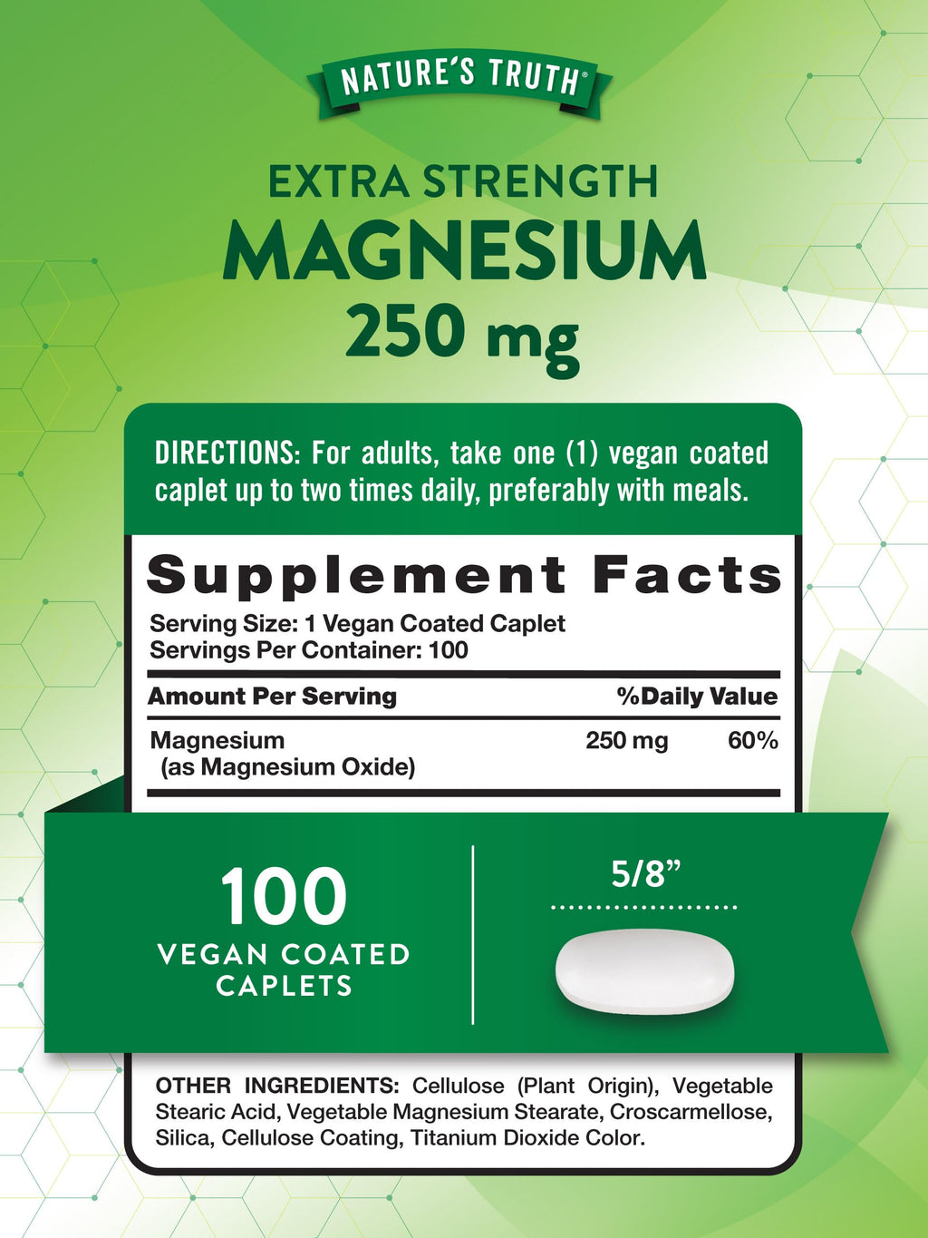 Nature's Truth Magnesium 250 mg - 100 Caplets - image 2