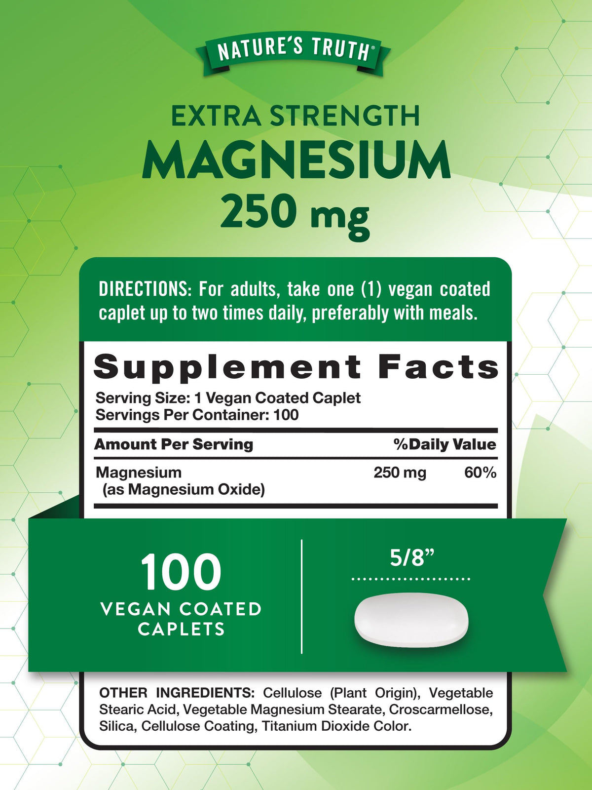 Nature's Truth Magnesium 250 mg - 100 Caplets - image 2