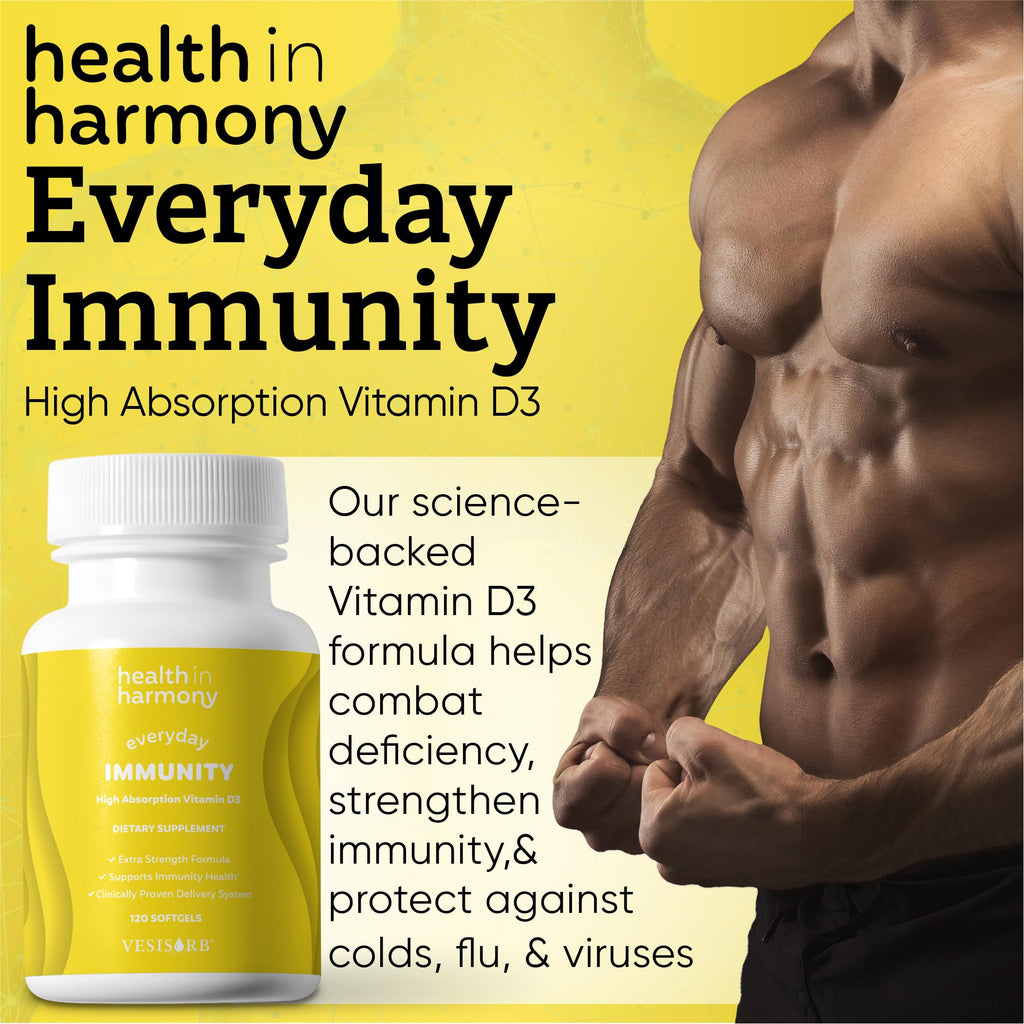 HEALTH IN HARMONY Vitamin D3 4000 IU Immune Support - 60 Softgels - image 4