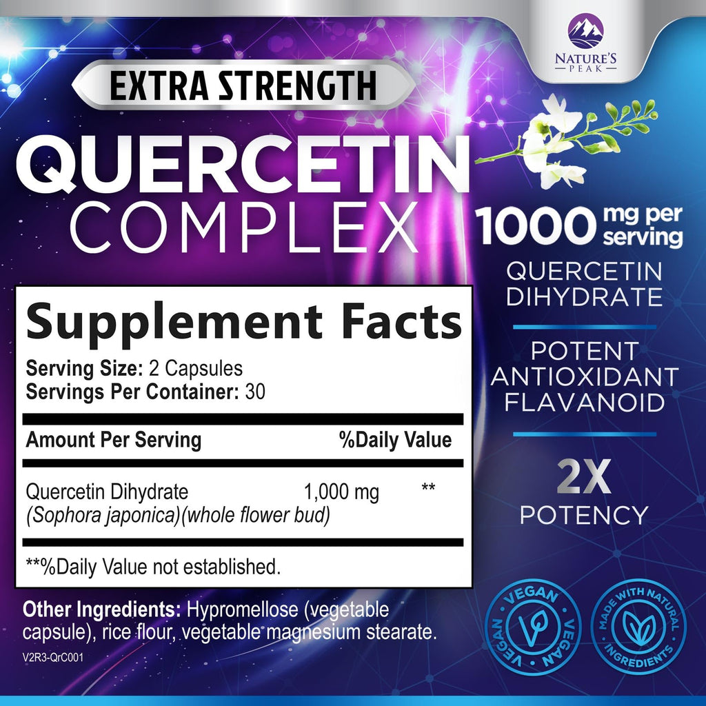 Nature's Peak Quercetin Supplement - Extra Strength Antioxidant