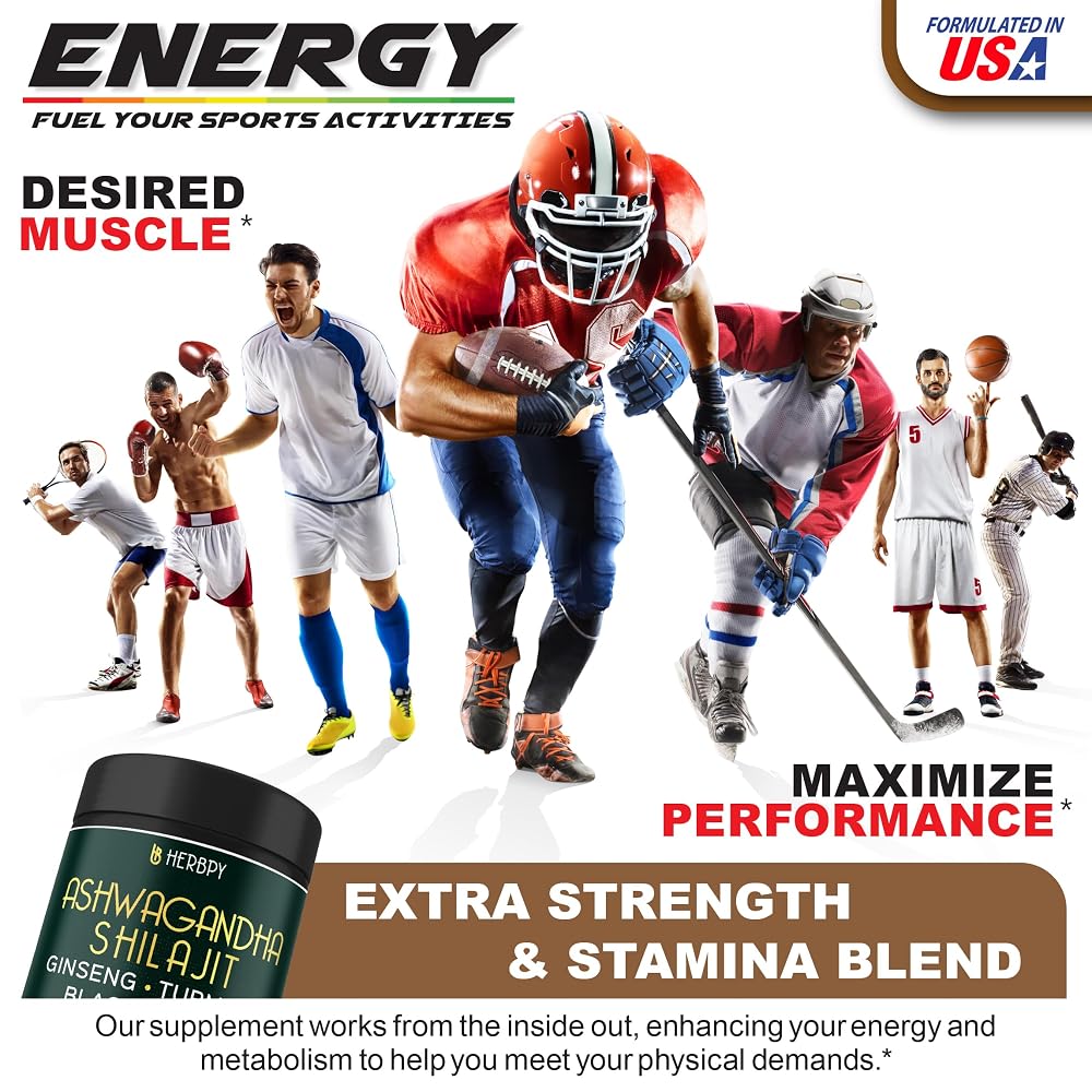 Herbpy 5in1 Shilajit Ashwagandha Supplements for Stamina Energy - 120 Capsules - image 3