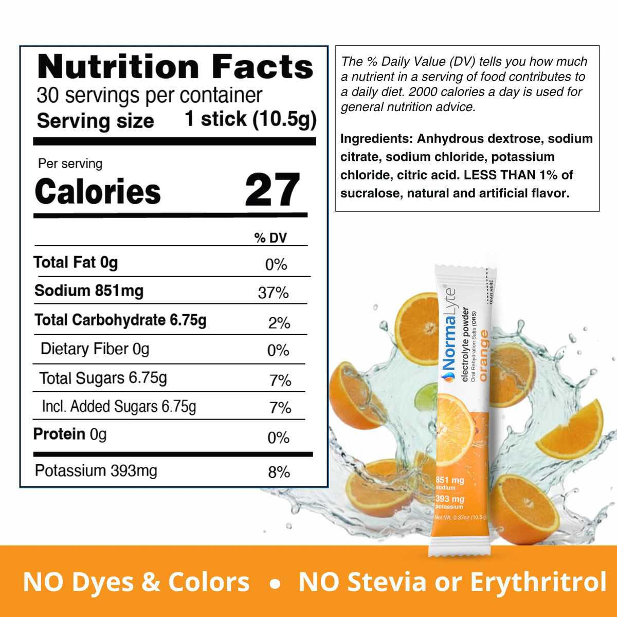 NormaLyte Orange Electrolyte Powder Packets - 6 Count - image 2