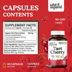 Wild & Organic Tart Cherry Capsules 600 mg Uric Acid Support - 90 Count - image 3