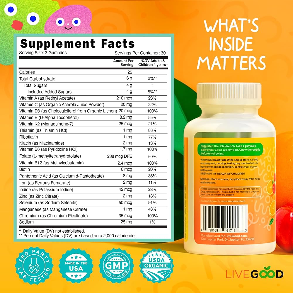 LIVEGOOD Organic Children's Multivitamin Gummies - 60 Count - image 3