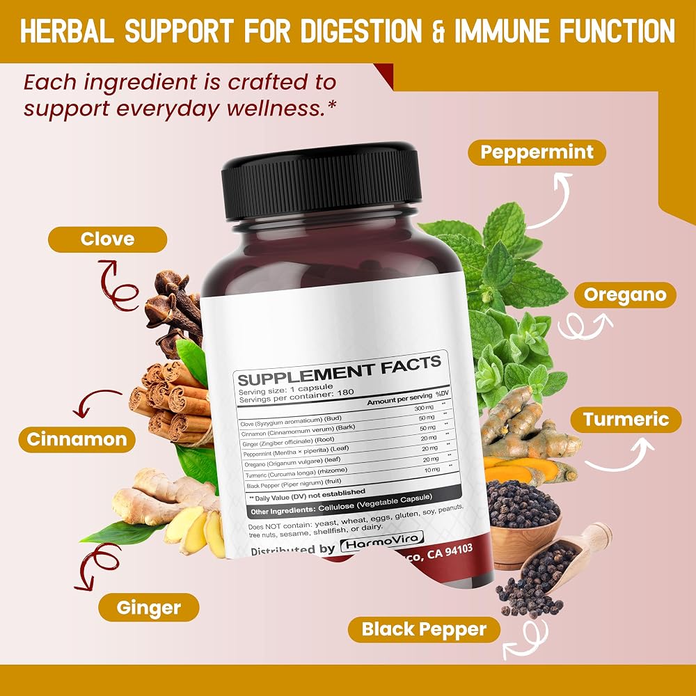 HarmoVira Cloves 7-in-1 Complex for Digestive & Immune Wellness - 180 Capsules - image 3