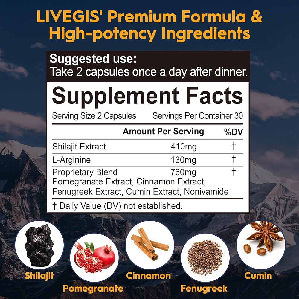 LIVEGIS Himalayan Shilajit Capsules 410mg - 60 Count - image 2