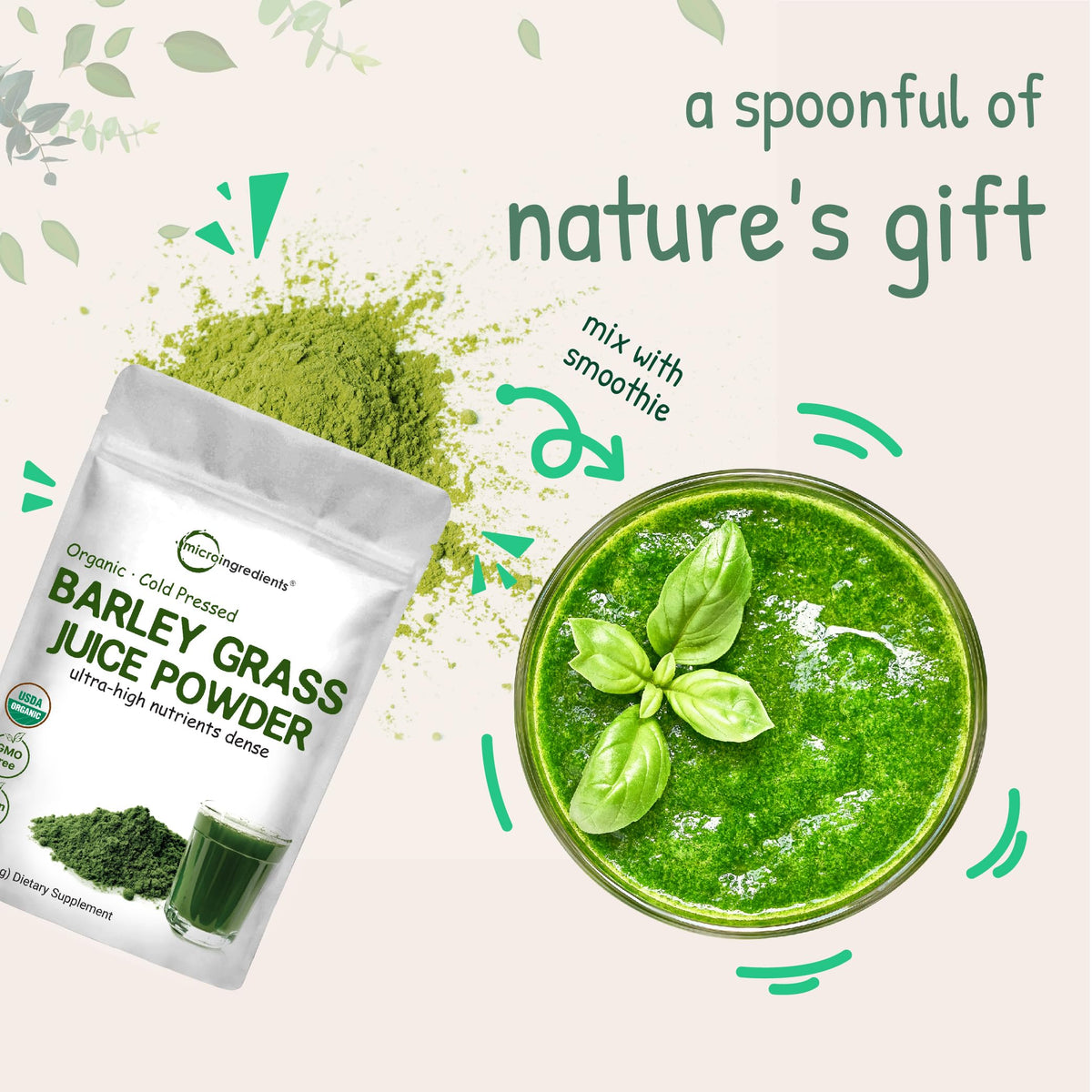 Micro Ingredients Organic Barley Grass Juice Powder - 10 Ounce - image 5