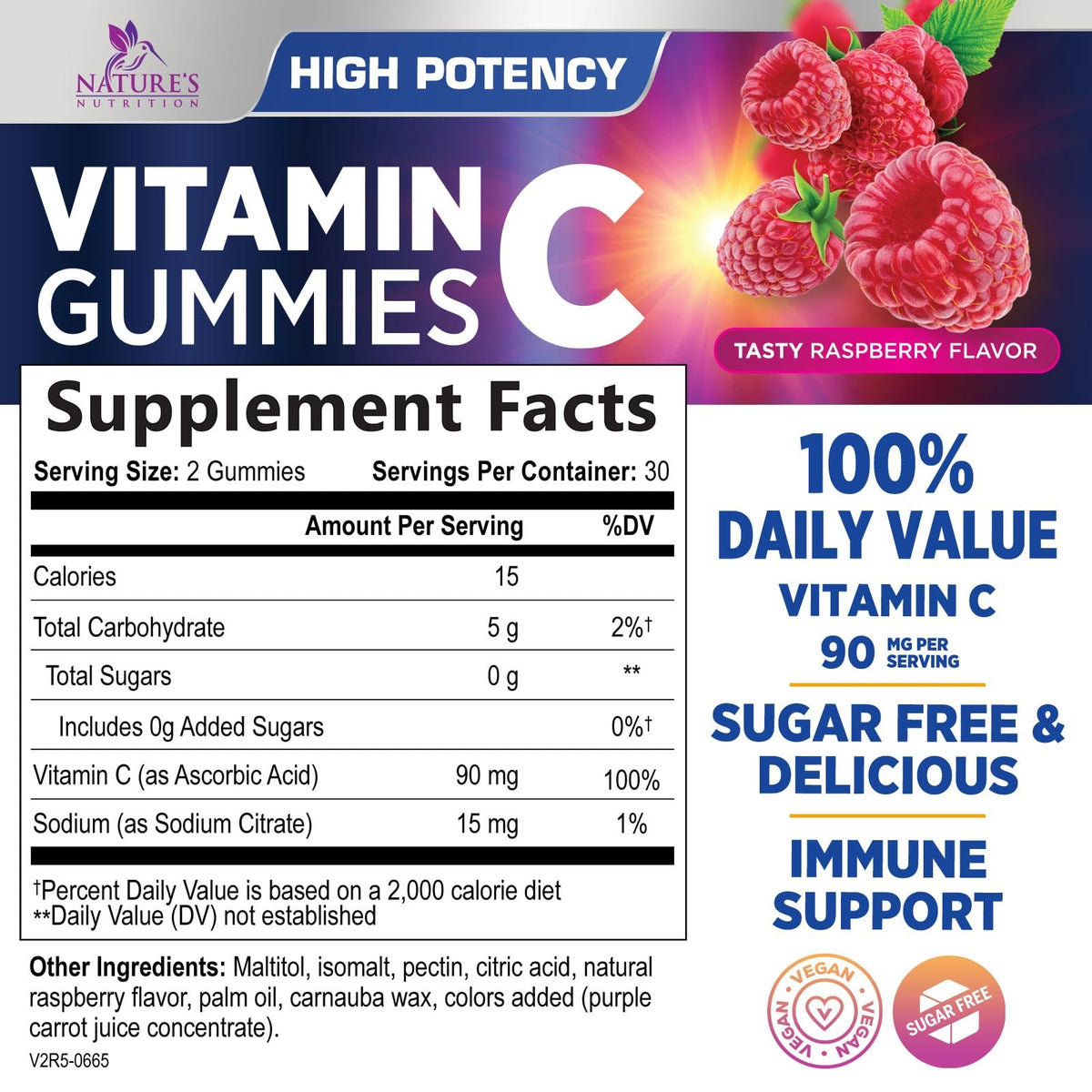 Nature's Nutrition Vitamin C Gummies - 100% Daily Value VitaminC