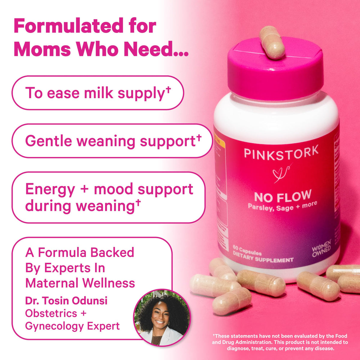 Pink Stork No Flow Breast Milk Dry Up Supplement - 60 Capsules - image 3